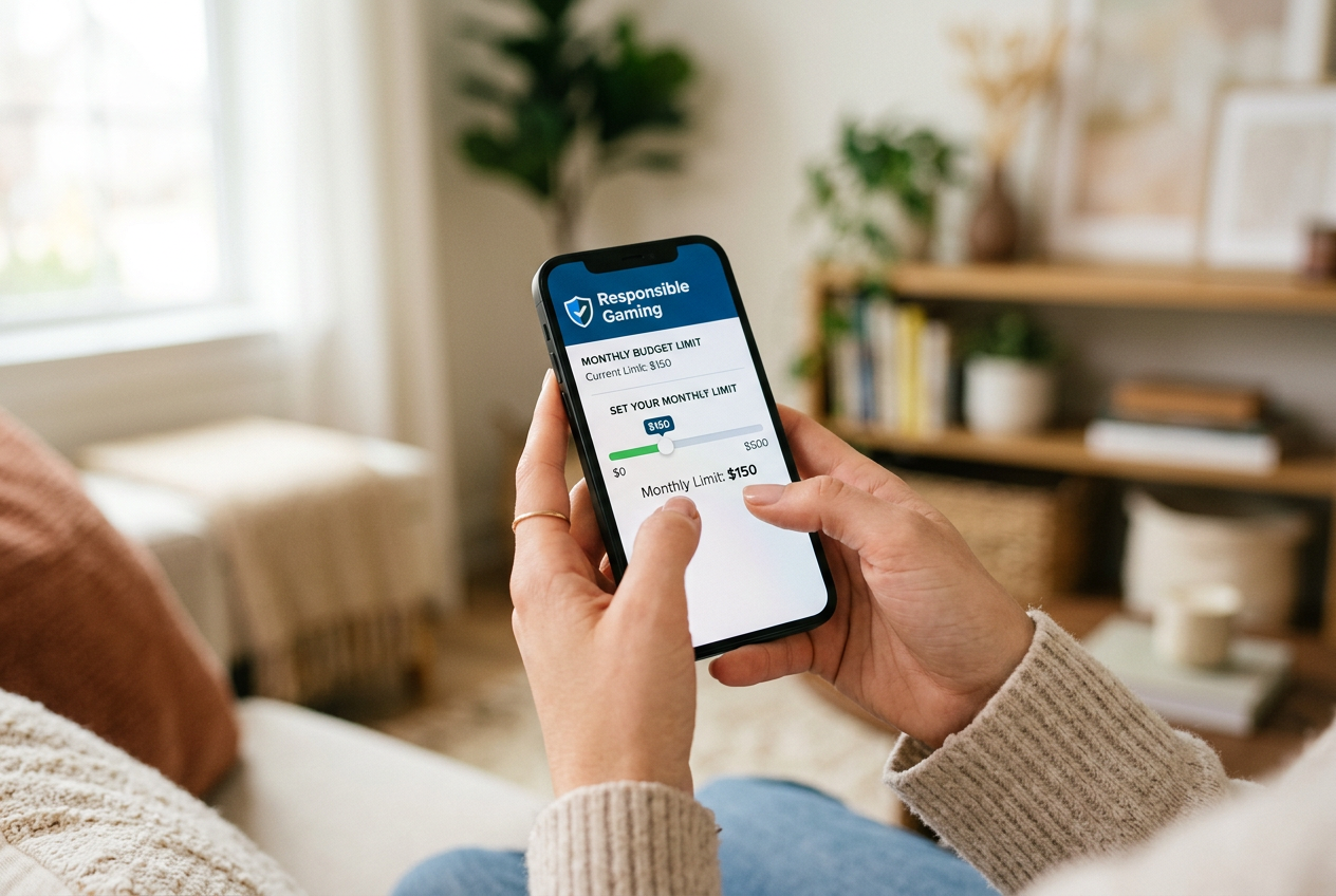 A close-up of a person setting a budget limit on a mobile app.